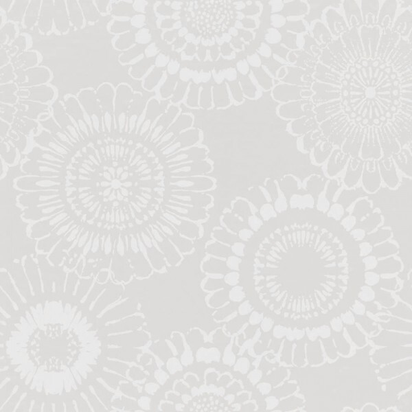 non-woven wallpaper grey flowers