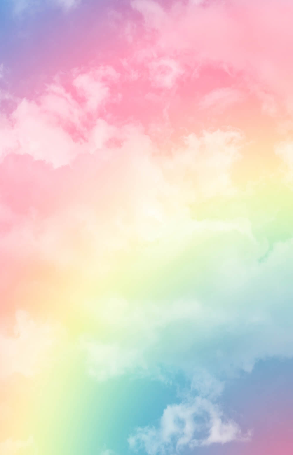 Wandbild Vibes Good Regenbogen Pastell Links Bunt Wolken