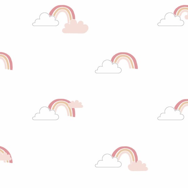 Little clouds white and pink wallpaper Mondobaby Rasch Textil 113033