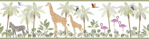 Palm trees and flamingos border white and colorful Kids Walls Marburg 45881