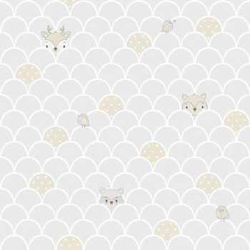 little birds children wallpaper gray and beige Mondobaby Rasch Textil 113016