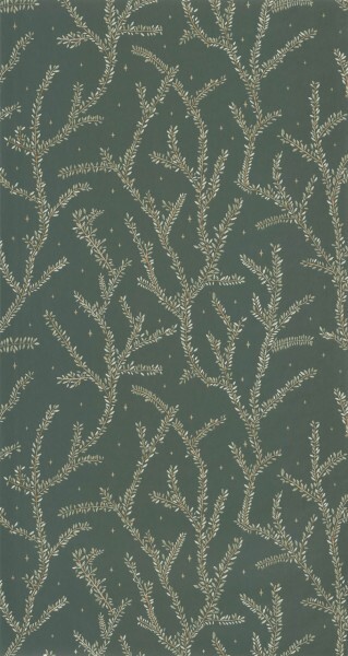 Branches and leaves wallpaper green Caselio - La Foret Texdecor FRT102947719