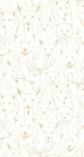 Animal sketches wallpaper white and brown Caselio - Autour du Monde Texdecor ADM103521012