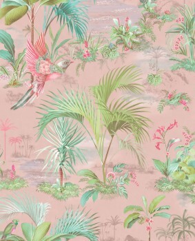 Wallpaper palm trees nature pink green Pip Studio 5 300141
