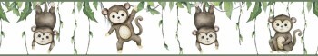 Weiß braun und grüne Borte hängende Affen Kids Walls Marburg 45854