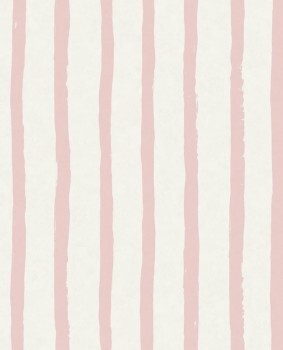 Pink non-woven wallpaper stripes