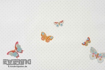 Creme-Weiß Schmetterlinge Papiertapete