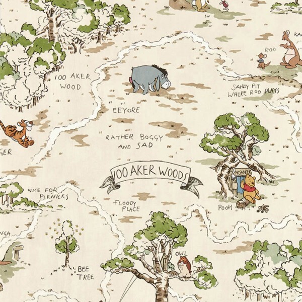 non-woven wallpaper Winnie the Pooh Hundred Acre Forest Disney beige DDIW217291