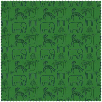 Stoff Jungletiere Palmen Zebra Giraffe Elefant grün HLTF133538