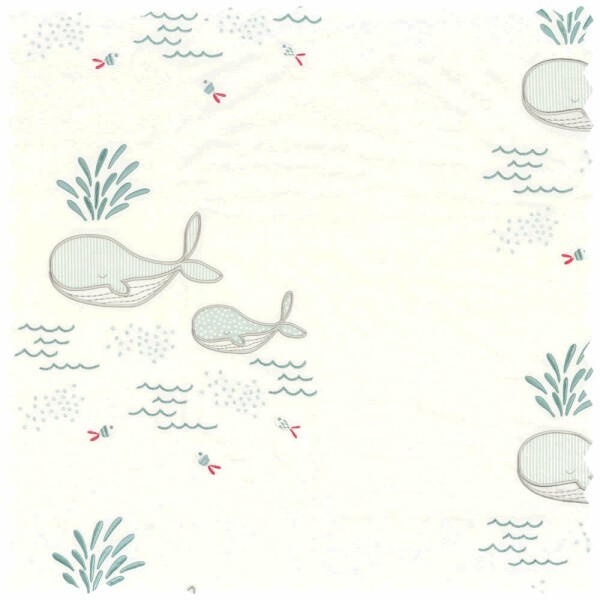Decor fabric sea white light blue whales Rose & Nino 45330150