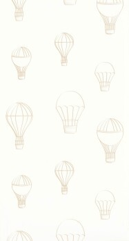 Hot Air Balloons White Wallpaper Caselio - Autour du Monde Texdecor ADM103461010