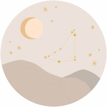 Sternbild Steinbock Sterne Mond rundes Wandbild beige Explore Eijffinger 323110