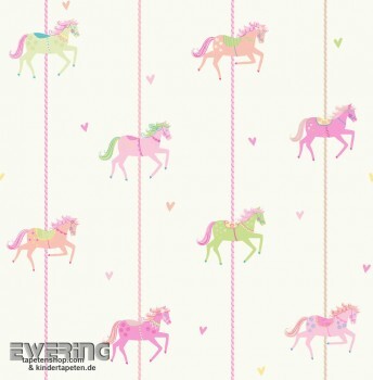 Pferde Karussell Pink Papiertapete _L