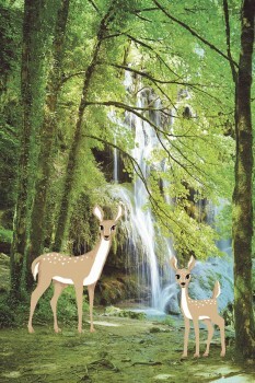 Wandbild Wald Tiere Grün