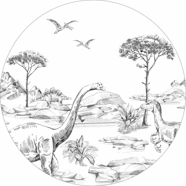 Steinzeitmotive Dino Wandbilder weiß Woodland Rasch Textil 159073