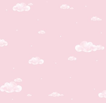 Rosa und weiße Tapete Wolken und kleine Sterne Pippo Rasch Textil 104583 _L2