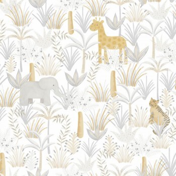 Wallpaper non-woven ocher gray jungle animals Rose & Nino RONI85641618