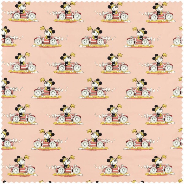 Decorative fabric Minnie Mouse in the classic car Disney pink DDIF227147