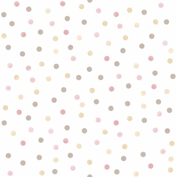 Kleine Pünktchen Weiß gelb und rosa Tapete Mondobaby Rasch Textil 113025