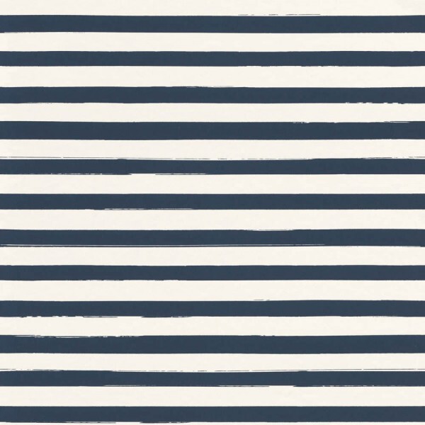 Non-woven wallpaper stripes blue white