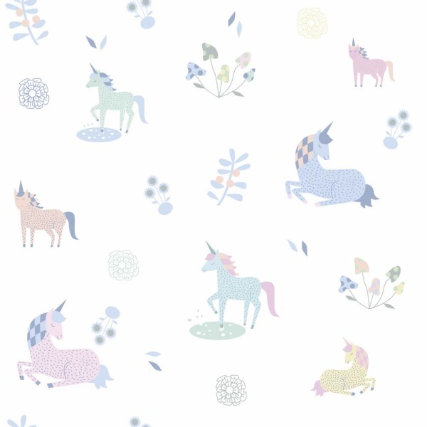 SALE 1 role colorful flowers and horses wallpaper white and colorful Kids Walls Marburg 45823