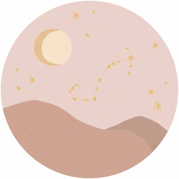 Sternzeichen Nachthimmel Wandbild rund rosa Explore Eijffinger 323141