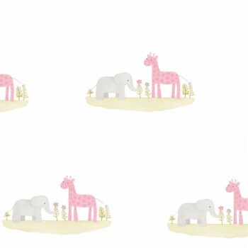 Tapete Vlies Elefant Giraffe Grau Pink Rose & Nino RONI85534112