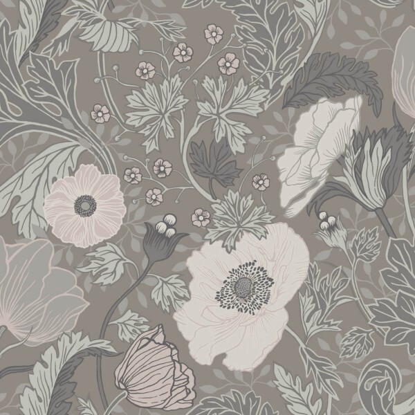 Blütenranken Taupe Vliestapete Grönhaga Rasch Textil 144102