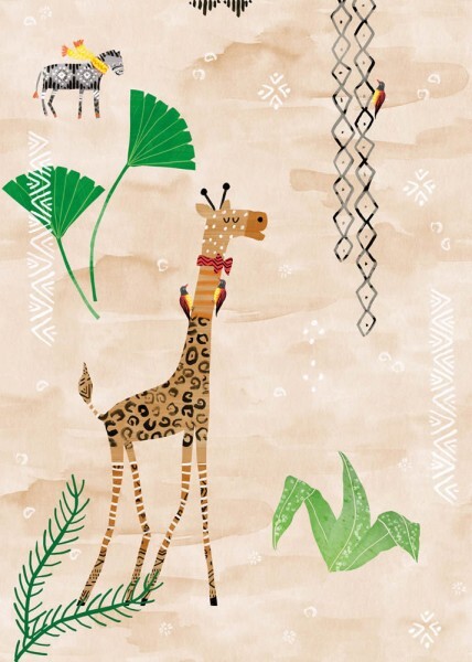 Mural giraffe desert sand