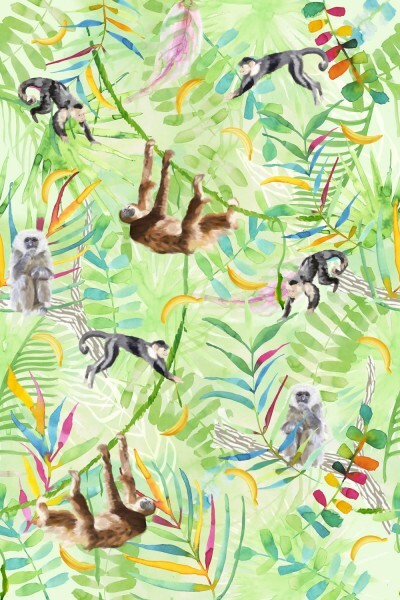 Wandbild Affen Dschungel Bunt
