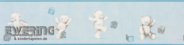 Light-blue border wallpaper teddy bear
