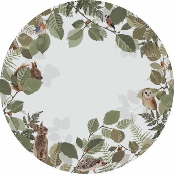 owls and rabbits mural green Woodland Rasch Textil 159069