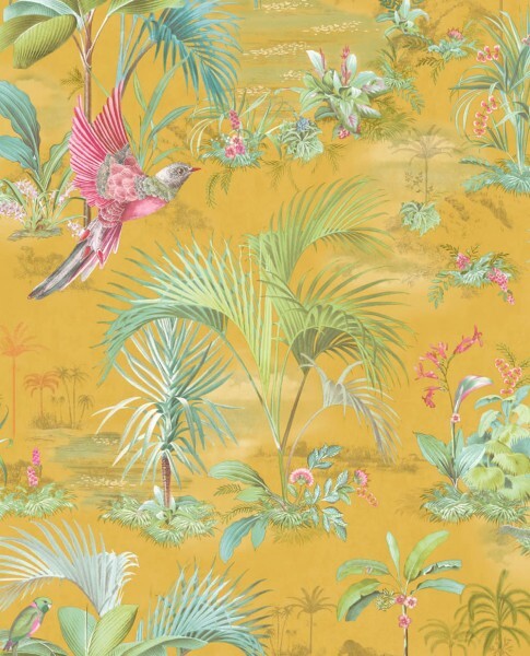 Wallpaper non-woven yellow nature palm leaves Pip Studio 5 300143