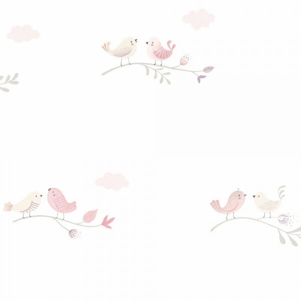 Wallpaper non-woven pink beige little birds Rose & Nino RONI85584298