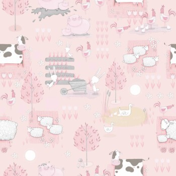 meadows and trees non-woven wallpaper pink Tiny Tots 2 Essener G78376