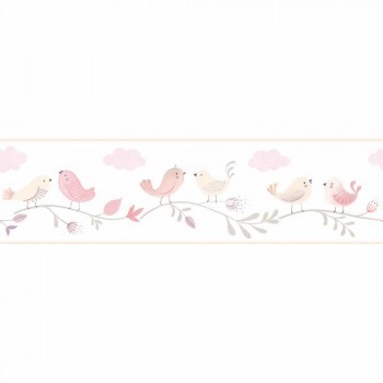 Border non-woven little birds branches beige pink Rose & Nino RONI85594256