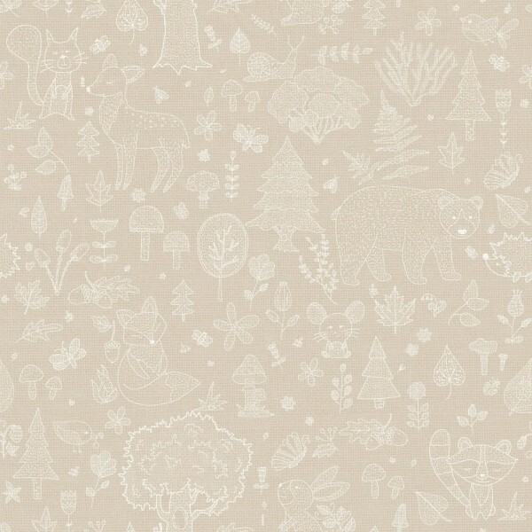 non-woven wallpaper forest motif nature bright beige 014809