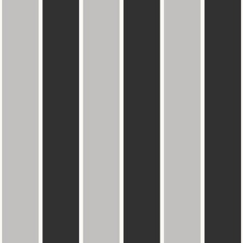 Breite Streifentapete schwarz-silber Stripes 015011