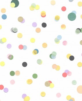 Colorful dots non-woven wallpaper cream