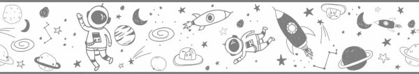 Astronaut and UFO White and gray border Kids Walls Marburg 45851