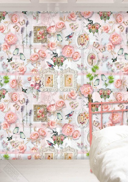 Wandbild DI2017 Blumen Vögel Rosa Wanna Haves
