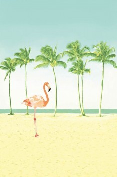 Beach mural Flamingo Blue