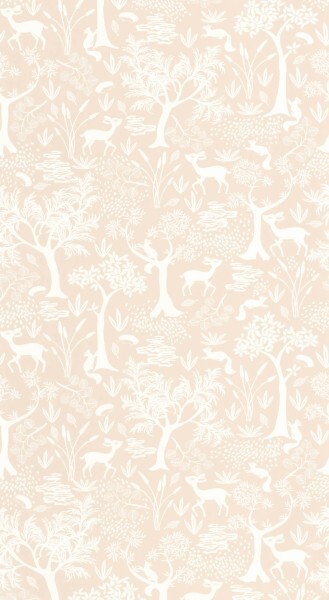 animals forest motif non-woven wallpaper pink white Casadeco - Once upon a time OUAT88264232