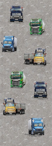 Trucks Fahrzeuge Wandbild bunt und hellgrau Olive & Noah Behang Expresse INK7834