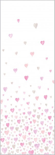 Hearts mural pink-grey