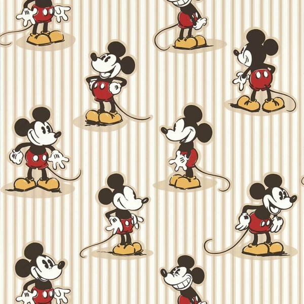 Vliestapete Micky Maus Disney Streifen weiß beige DDIW217273