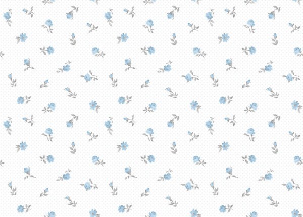 Blumenmotive Verspielte Blumentapeten Tapete weiß und blau Pippo Rasch Textil 104551
