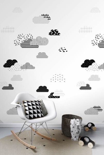 Mural black-white clouds