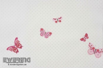 Schmetterlinge Creme-Weiß Papiertapete
