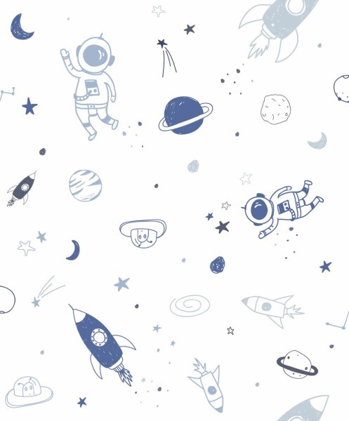 Astronaut im Weltall Weiß und blau Tapete Kids Walls Marburg 45848